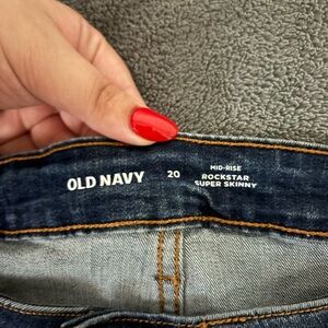 Old Navy RockStar Super Skinny Jeans in Dark Blue Denim with Orange Stitching